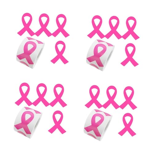 EXCEART 4 Sätze Brustgesundheitsaufkleber Bandaufkleber Zur Krebsaufklärung Pink Ribbon Wochenvorräte Krebsbandaufkleber Aufkleber Zur Aufklärung Über Papier Rosa 320 Stück * 4 von EXCEART