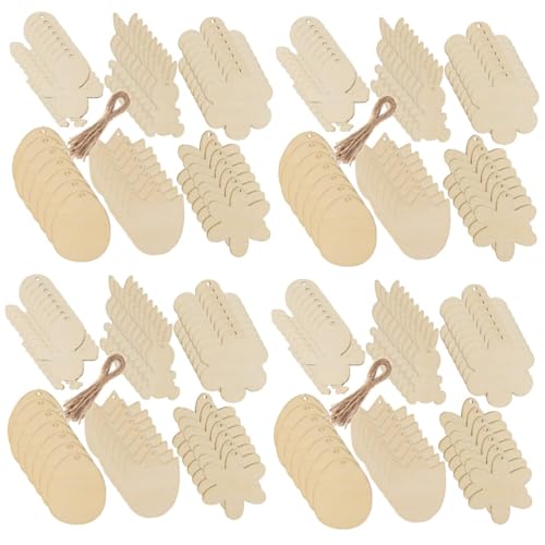 EXCEART 4 Sätze Hasenei-holzchips Lichthausdekorationen Für Zu Hause Party Teller Diy Holzornamente Holzanhänger Ostern Das Etikett Holzbretter Holzscheiben Khaki 42 Stück * 4 von EXCEART