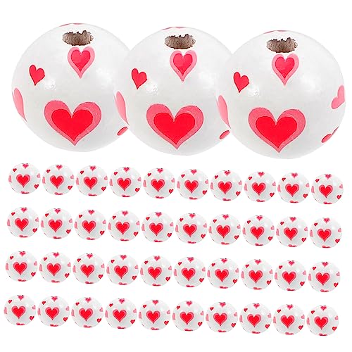 EXCEART 4 Sätze Holzperlen Schmuck Edelstein Reize Perlen Für Die Herstellung Von Halsketten Diy-abstandsperlen Diy-perlen Valentinstag Perlen Zarte Perlen Lotusbaum 50 Stück * 4 von EXCEART