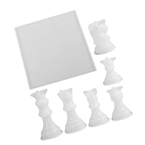 EXCEART 4 Sätze Schachform Schachfigurenformen Schachbrettformen Schachfiguren Gießformen Kinderspiele magnetisches Schach silikonform selber machen Formen für Schachfiguren Kieselgel Weiß von EXCEART