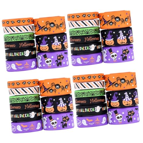 EXCEART 4 Sätze Zubehör Für Die Herstellung Von Halloween-kränzen Geschenkband Halloween Halloween-dekoration Halloween-tür Fälschung Band Im Halloween-stil Haarschleife Band 9 Rollen * 4 von EXCEART