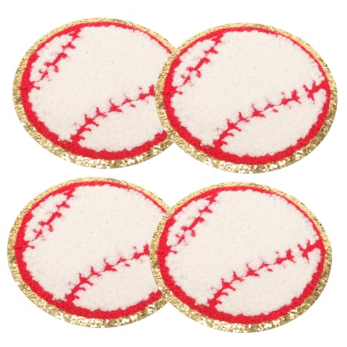 EXCEART 4 Stück Baseball-bügeltuch-aufnäher Ball-patch Baseball-aufnäher Für Den Haushalt Fußball-aufkleber Baseball-gestickte Aufnäher Benutzerdefinierter Patch Groovig Polyesterfaden von EXCEART