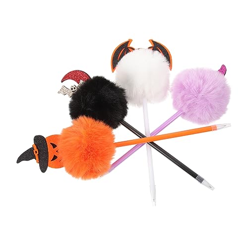 EXCEART 4 Stück Kreative Kugelschreiber Pom-pom-stift Hexen-kugelschreiber Plüsch-kugelschreiber Flauschiger Pompoms-stift Schreibstifte in Cartoon-form Kind Schreibpinsel Tragbar Plastik von EXCEART