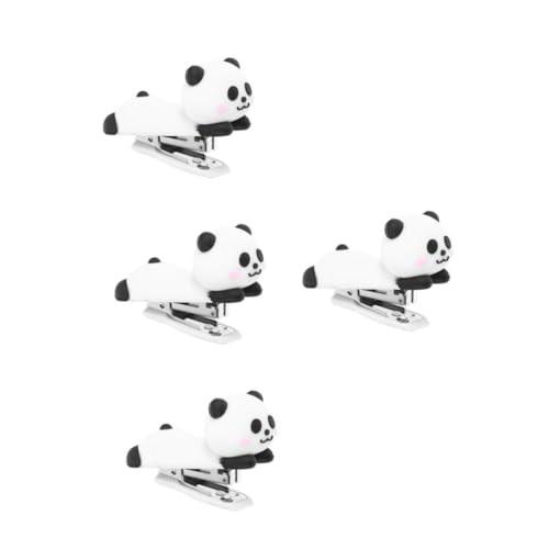 EXCEART 4 Stück Panda-Hefter süßer Hefter Mini-Schulbedarf Tierhefter Hefter klein Mini-Tischhefter manuelle Bürohefter Desktop-Hefter Mini-Bürobedarfsset Mini-Hefter weiches Gummi von EXCEART