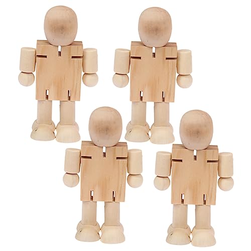 EXCEART 4 Stück Roboter Aus Holz Desktop- Puppe Figuren Für Bausatz Miniaturen Gefälscht Dekoration Für Bastelprojekte Puzzle- Unfertige Holzfigur Holzhandwerk von EXCEART