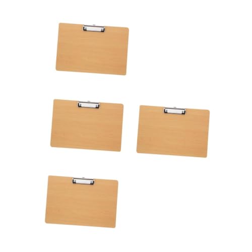 EXCEART 4 Stück Schreibblock-Clip Dokumentenorganisator Klemmbretter aus Holz Board-Clip-Ordner Clipboard-Ordner Küchenklemmbrett Klemmbrett-Clip Zwischenablage öffnen Malbrett MDF Khaki von EXCEART