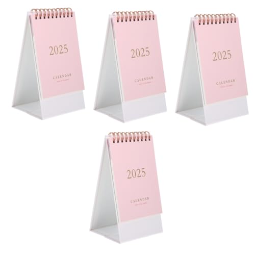 EXCEART 4 Stück Tischkalender 2025 Stehender Flip-kalender 2024 Filigraner Monatskalender Taschenkalender Mini-tischkalender Klappkalender 2024 Staffelei Kalender Standkalender Rosa Papier von EXCEART