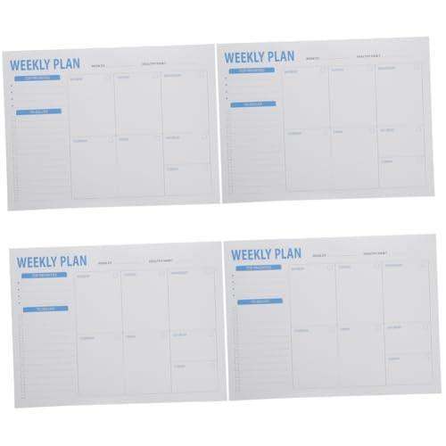 EXCEART 4 Stück Wochenplaner Desktop-Kalender Liste Planer-Schreibtischunterlage Notizblock lernen Tablette Memo Notizblock für den täglichen Gebrauch tragbare Notizblöcke Papier Weiß von EXCEART
