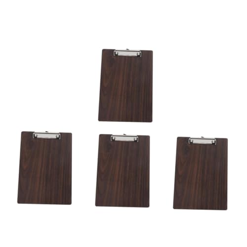 EXCEART 4 Stück Zwischenablage Holz Clipboard Zeichenbrett Holzklemmbrett Schwammpalette Tragbare Brettklemmen Papierordner Klemmbretter für das Klassenzimmer Holz und Edelstahl Coffee von EXCEART