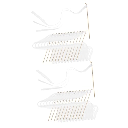 EXCEART 40 STK 1 Hochzeit Zauberstäbe Luftschlangen Party-Streamer Hochzeitsband-Sticks Hochzeitsdekoration Bänder mit Glocken Hochzeitsstäbe mit Glocke -Feenstäbe Polyester von EXCEART