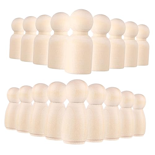 EXCEART 40St unbemalte Holzfigur kinder bastelset basteln für kinder unbemalte Steckfiguren selbst bemalte Holzpuppen Kinderpuppen Nagelknipser Holzpuppenfigur unfertige Holzfigur hölzern von EXCEART