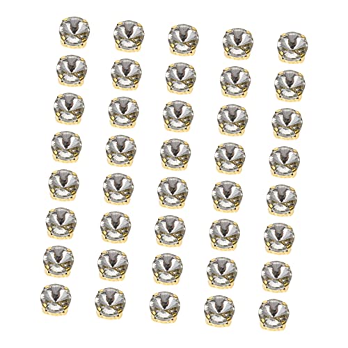 EXCEART 40st Diy Kleidung Zubehör Strassband Gesprenkelt Perlen Zum Basteln Wertvoll Gold Halbrunder Mondstein Quaste Kristalle Aufnähen Raute Aufnähen Diamant Herstellung Glas Weiß von EXCEART