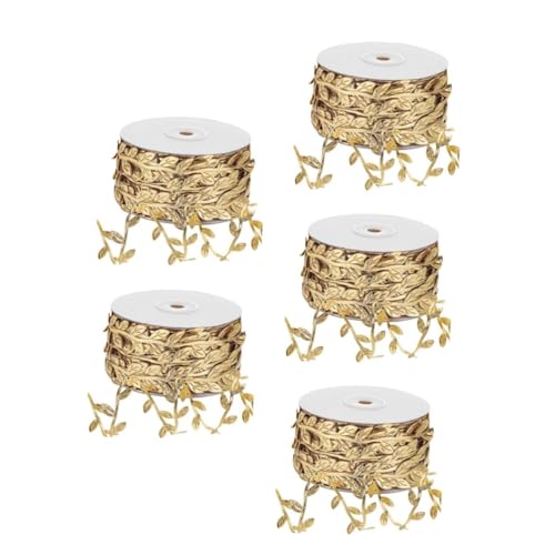 EXCEART 5 Rollen Blumen-rattan-beleuchtung Bausatz Etikettenhalter Für Regale Cellophan Bänder Sticken Schmücken Gefälschte Reben Schleife Gartenbeleuchtung Clip Golden Stoff von EXCEART