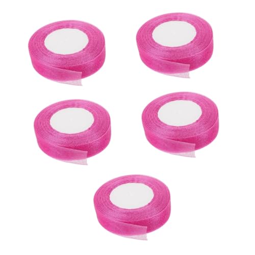 EXCEART 5 Rollen Chiffon-Band aufdecken Bänder golden Sackleinen geschenkverpackung blumenschmuck verschleißfestes Geschenkband verschleißfestes Bastelband Schneegarn Rosy von EXCEART