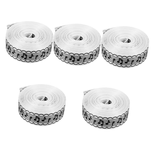 EXCEART 5 Rollen Gefädeltes Gurtband mit Musiknoten Kuchen Weihnachtsgeschenkpapier Randbereich Bänder Abs geschenkverpackung geschenkband geschenkschleife DIY-Bastelband Bogenband Stoff von EXCEART