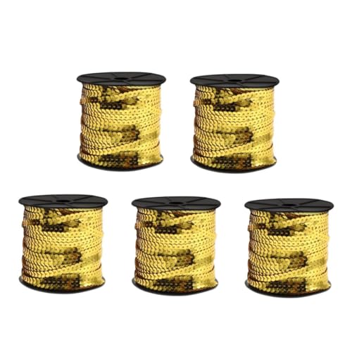 EXCEART 5 Rollen Goldene Flache Paillettenstreifen Kabelklemme Trägerrequisiten Süßer Schlüsselanhänger Baum Verkleiden Stirnband Gelbe Pailletten Glitzer Pailletten Stecker Pvc von EXCEART