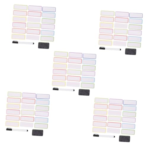 EXCEART 5 Sätze Magnetisches Etikett Büroetiketten Magnetisch Haftetiketten Magnetisch Trocken Abwischbare Tafelmagnete Mini-whiteboard Namensetiketten Beschichtetes Papier 60 Stück * 5 von EXCEART