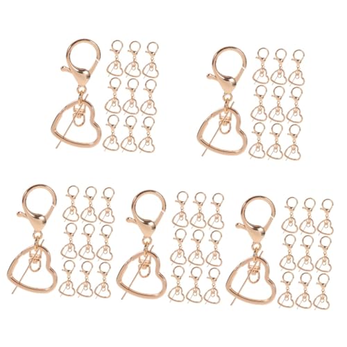 EXCEART 5 Sätze Schlüsselanhänger Set Hochstihl Exquisite Details Am Schlüsselring Schlüsselclip Am Gürtel Münze Karte Haken Festgeschenke Herz-schlüsselanhänger Metall Golden 10 Stück * 5 von EXCEART