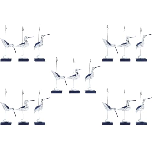 EXCEART 5 Sätze Seevogel-visitenkartenhalter Namensplatzhalter Basteltisch Mit Stauraum Aufkleber Tür Stall Bürogeschenke Bürodeko Eiserne Notenklemme Clip Für Notizen Holz 3 Stück * 5 von EXCEART