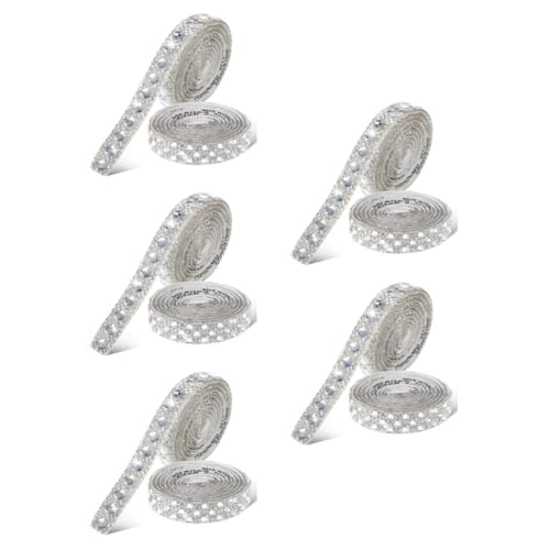 EXCEART 5 Sätze Strassband Gürtel Strass Hut Strass Hutband Kleidung Strass Bastelmaterial Rhinestone Dekoration Strass Für Die Schmuckherstellung Strassaufkleber Glas Silver 2 Rollen * 5 von EXCEART