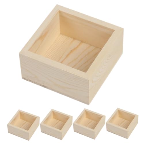 EXCEART 5 Stück Boxen Holzkiste Blumentopf Aufbewahrungsboxen Aufbewahrungsbox Holzkisten Für Bastel Organizer Boxen Unbemalte Holzkisten Holzkisten Bastelboxen Schmucketuis Kiefernholz von EXCEART