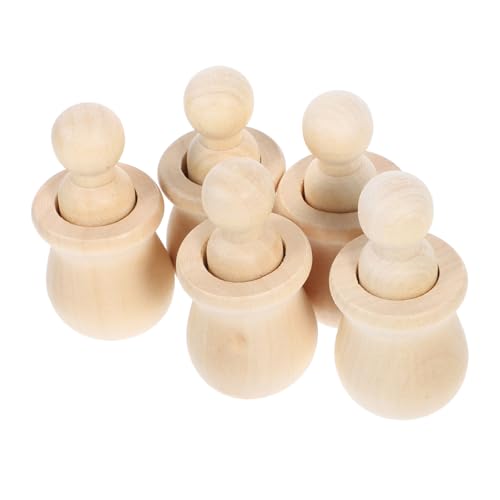 EXCEART 5 Teiliges Puppen Holzdosen Set Kinderspielzeug Bemalbare Holzfiguren Holzpuppen Bastelset Holzpuppen Set Steckpuppen Unbemalte Holzfiguren Dekorative Holzpuppen von EXCEART