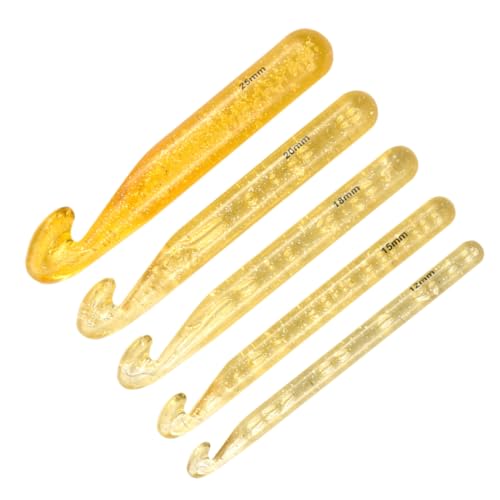 EXCEART 5-teiliges Set Webnadeln Häkelnadel Unterstützung Lappen Haken Hände Austauschbar Handhaben Bausatz Ergonomisch Handgemachte Stricknadel Strickstock Golden von EXCEART