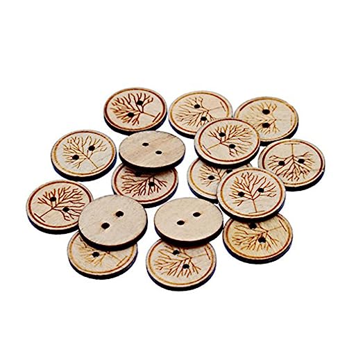 EXCEART 50 Stück Blumenknopf Oben Holzscheiben 2 Löcher Holzknopf Holzknöpfe Scrapbooking Knöpfe Nähen Drucken Bambus Sammelalbum von EXCEART