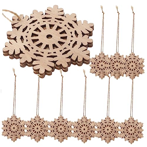 EXCEART 50 Stück Doppelte dekorative Holzspäne rustikale Weihnachtsdekoration Weihnachtshandwerk Weihnachtsdekorationen weihnachtsbaumdeko Ornament Schmuck für den Weihnachtsbaum Hanfseil von EXCEART