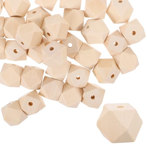 EXCEART 50 Stück Holzperlen Mini-achtecke Unbemalte Perlen Mini-bastelperlen Mini-perlengirlande Geometrische Perle Mini-kreismatte Geometrische Makramee-perlen Bambus von EXCEART