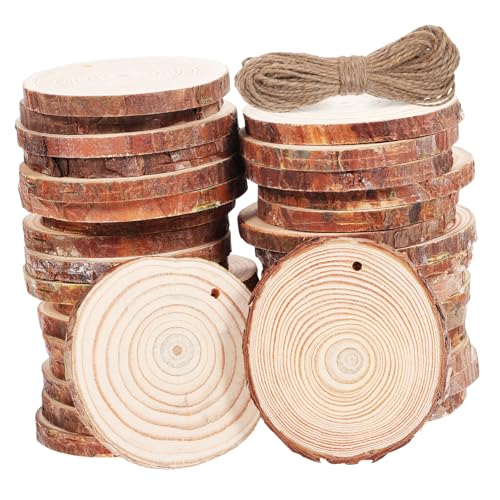 EXCEART 50 Stück Runde Holzspäne Punktierstift Quadratische Hartholzscheiben Baummittelstücke Für Tische Rauchfreie Holzscheite Für Die Feuerstelle Feuerholz Rundholzscheiben Holzbrenner von EXCEART