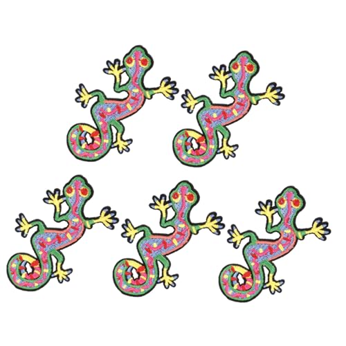 EXCEART 5St Gecko-Stickaufnäher Gecko-Flecken zerrissene Abziehbilder Puffer Spielzeugsitze Chamäleonpflaster Spalt nâhzubehör DIY kleidung versorgung Kleiderflicken Cartoon-Patch Stoff von EXCEART