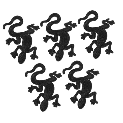 EXCEART 5St Gecko-Stoffaufnäher Sandspielzeug moderne Kleiderhaken Plüsch dehnbares Auto wandaufkleber tapetenablöser zarte Kleiderflicken Cartoon-Mantel-Patches Black von EXCEART