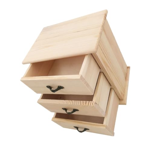 EXCEART 5St Schreibtisch Dreischichtige Holz schreibtisch schubladenbox Holz Schmuckkasten Kommoden-Organizer aus Holz winzige Möbel von EXCEART