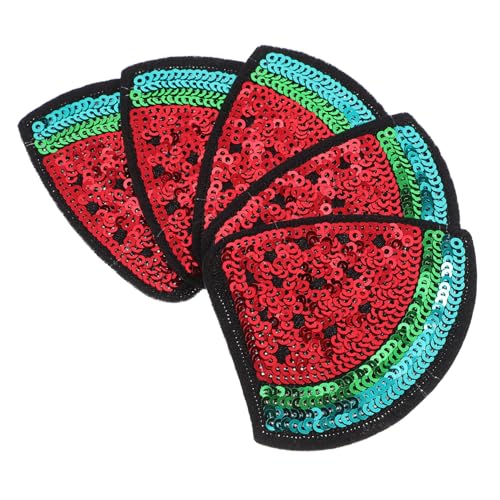 EXCEART 5St Stickaufkleber Wassermelone Trinker Blaubeere verschütten Gucklochtür Erfrischer Patch nähen zubehör sticker für kleidung Flicken zum Aufbügeln von Früchten Polyesterfaden rot von EXCEART