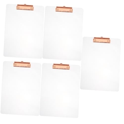 EXCEART 5St transparenter Ordner Pflegeklemmbrett Bretter roségoldenes Klemmbrett Speicher-Zwischenablage schreibtafel buchstabentafel Datei-Klemmbrett Schüler-Schreibblock Eisen Rose Gold von EXCEART