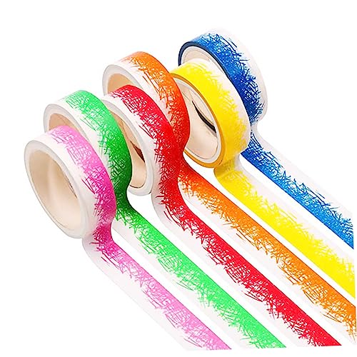 EXCEART 6 Rollen Washi-Tape Party-Geschenkband farbiges Klebeband für Kinder Glitzerband Blumen-Klebeband Dekor scrapbbok the washi tape Notizbuchband Aufkleber aus Washi-Papier Colorful von EXCEART