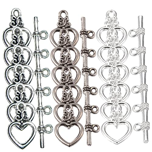 EXCEART 60 Sätze Herz- -Taste Schlüsselanhänger Massenanhänger für Armbänder DIY Schmuckverschluss Herzförmiger Schmuckverschluss Knebelverschlüsse selber machen Armband Knebelverschluss von EXCEART