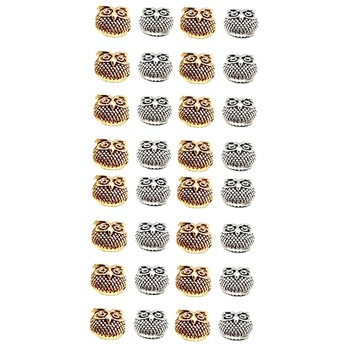 EXCEART 60 Stk Eulen-perlen Tier-abstandshalter Für Halskette Tier-charm-perlen Schmuck Spacer Charm Perlen Schmuckherstellung Spacer Erkenntnisse Lose Perlen Kristall Antiquität Legierung von EXCEART