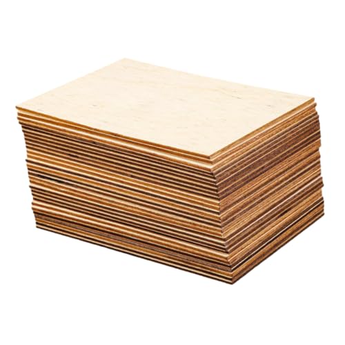 EXCEART 60st Leeres Rechteckiges Holzstück Unvollendetes Holzhandwerk Holzförmige Scheibe Mini-holzdielen Holzquadrate Unvollendet Leere Holzquadrate Zum Basteln Holzscheiben Buchsbaum von EXCEART