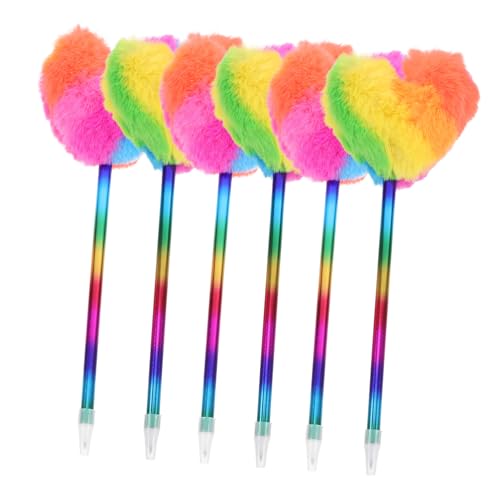 EXCEART 6St Liebe Kugelschreiber Büro Stift Herz-Pompom-Stift Pom-Pom-Stift Bommelstifte mit Krone Flauschiger Schreibstift Pom Pom Stift flauschige Stifte flauschiger Stift Plastik von EXCEART