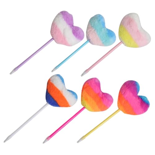 EXCEART 6St Liebe Kugelschreiber Herz lustiger Stift Stifte im eleganten Stil flauschiger, lustiger Stift Herz-Pompom-Stift Pom-Pom-Stifte Herz-Fuzzy-Stift Bommel Kugelschreiber Plüsch von EXCEART