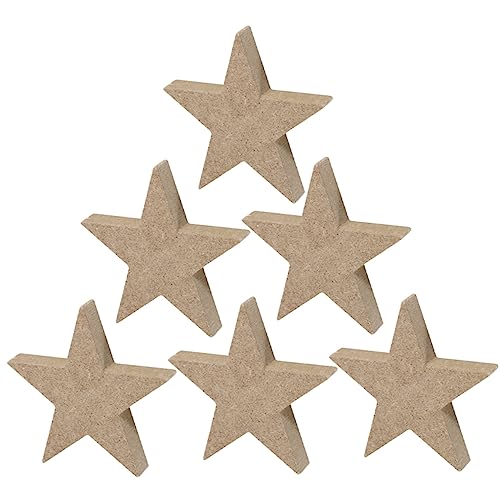 EXCEART 6pcs Wooden Star Ornament Wooden Decor Wedding Ceremony Decorations Wood Trim MDF Christmas Wooden Craft Star Shaped Slice Ornament Blank Star Cutout Wedding Ornament Wood Star von EXCEART