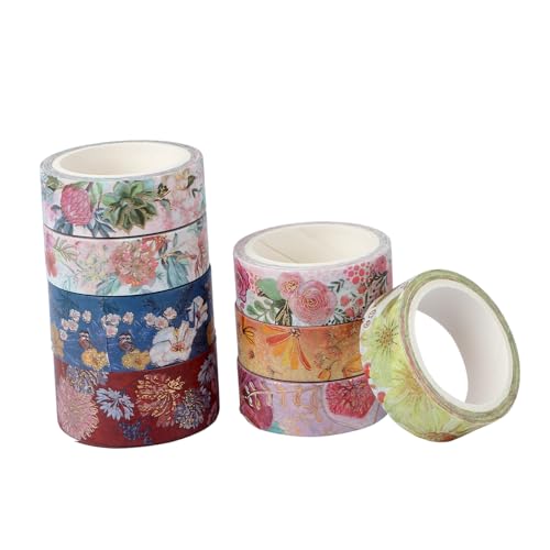 EXCEART 8 Rollen Blumen Und Washi Tape Reflektierend Multi Pastell Bandspender Dekoratives Klebeband Etikettenhersteller Neon Doppelt Nachfüllungen Verwaschenes Klebeband Glänzend Papier von EXCEART