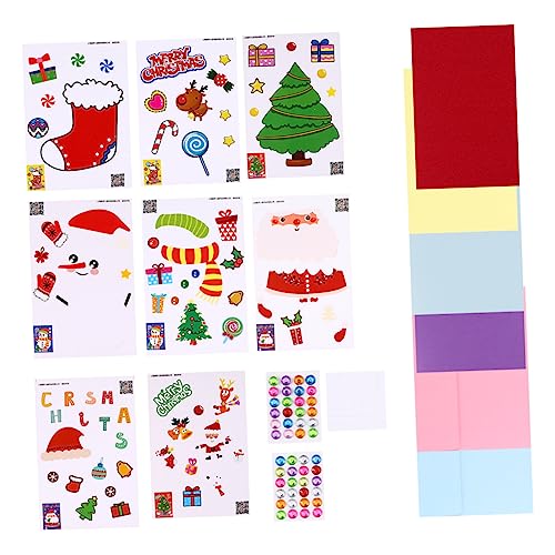 EXCEART 8 Sets Weihnachtskarten DIY Weihnachtskarten Bastelzubehör Neujahrskarten Papierdekorationen von EXCEART