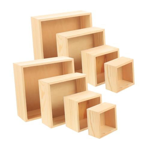 EXCEART 8 Stück Kartons aus Holz ohne Deckel Aufbewahrungsbehälter Tisch-Pflanzenständer Schmuckkasten Schmuck-Organizer jewelry tray kreative Holzkisten von EXCEART