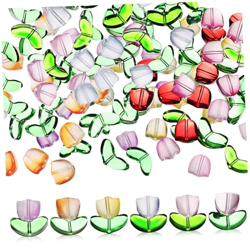 EXCEART 80St bunte handgefertigte Perlen silberne Anhänger Perlen Masse Strauß UV-Perlen künstlich muttertagsgeschenke muttertag farbige Perlen Armbandherstellungsset Glasperlen von EXCEART