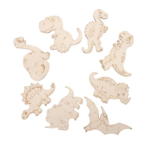 EXCEART 8st Hölzerne Dinosaurier-chips Basteln Für Malzubehör Für Unterlage Karikatur Bausatz Fingerpuppen Dinosaurier-handwerk Tablette Netz Kinderhandwerk Holz von EXCEART