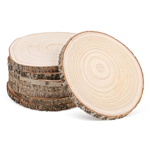 EXCEART 8st Paulownia- Rustikale Tags Unlackierte Leere Ausschnitte Holz Rund Scheitholz Holzscheiben Mit Rinde Große Holzscheiben Holzstumpf Steakteller Aus Holz Rundholz von EXCEART