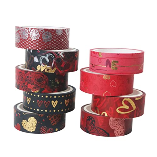 EXCEART 9 Rollen Liebe und Klebeband Ich liebe Scrapbook-Dekorationen Scrapbook-Aufkleber Kunstband scrapbooking zubehör wohnungseinrichtung hochzeitsdeko Planerband Papier Klebeband rot von EXCEART